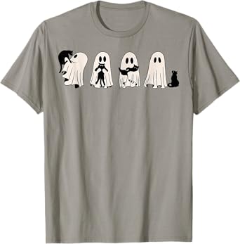 Ghost And Black Cat, Cute Ghost Holding Cat Men Women Girls Kids T-Shirt