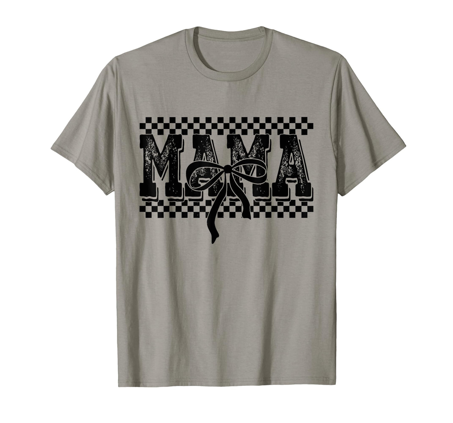 Retro Checkered Mama Coquette Bow Mama Floral Mothers Day T-Shirt