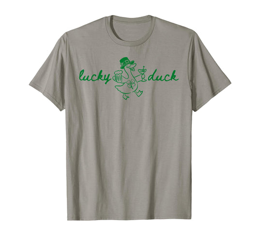 St Patrick's Lucky Duck Saint Paddy's Day Irish Beer Martini T-Shirt - T-Shirt | Sand
