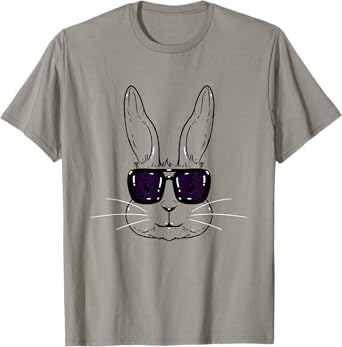 Happy Easter Day Gift Shop Bunny Face With Sunglasses Easter Day For Boys Men Kids T-Shirt, Grey