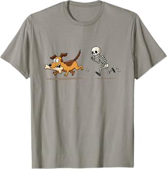 Hilarious Dog Stealing a Bone from a Skeleton T-Shirt