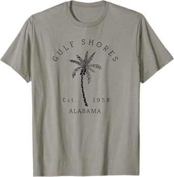Retro Cool Gulf Shores Vintage Palm Tree Novelty Art T-Shirt