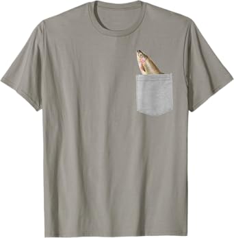 Animal in Your Pocket Funny Rainbow Trout Peeking Out T-Shirt