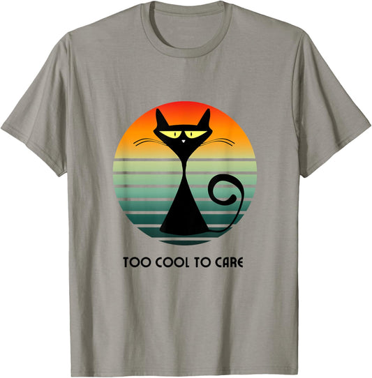 Too Cool To Care Hipster Cat Design T-Shirt