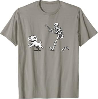 Halloween Dog, Funny Skeleton, Skeleton Chasing Dog T-Shirt for Men Women