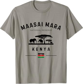 Maasai Mara National Reserve Kenya Flag Safari Elephants T-Shirt