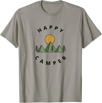 Happy Camper Camping Camp Forest Mountains Minimalist Mens T-Shirt