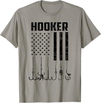 Patriotic Hooker Flag American USA Fishing Baiter Fisherman T-Shirt
