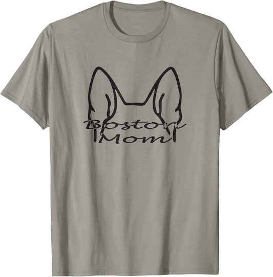 Boston Mom Shirt with Dog Ears Graphic