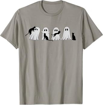 Cute Ghost Cat Halloween Outfit Costumes Cat Lover Spooky Men Women Kids T-Shirt