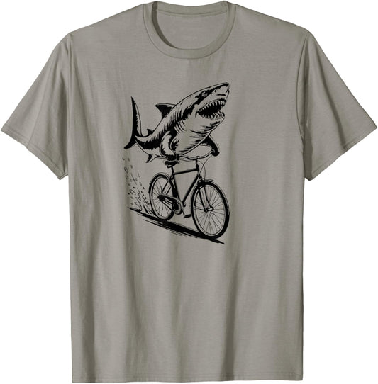 Shark on a Bike Bicycle Beach Great White T-Shirt