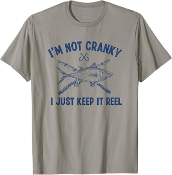 Fishtastic Funny Cranky Fishing Fisherman T-Shirt, Small, Grey