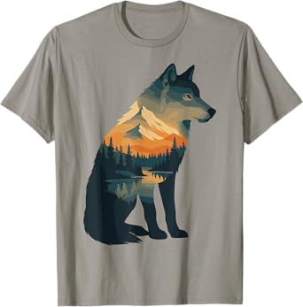 Nature Mountains Adventure Wolf Outdoor Wildlife Forest T-Shirt
