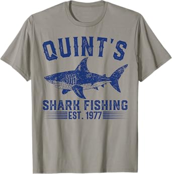 Vintage Quint's Shark Fishing 1977 Retro Fisher Birthday T-Shirt