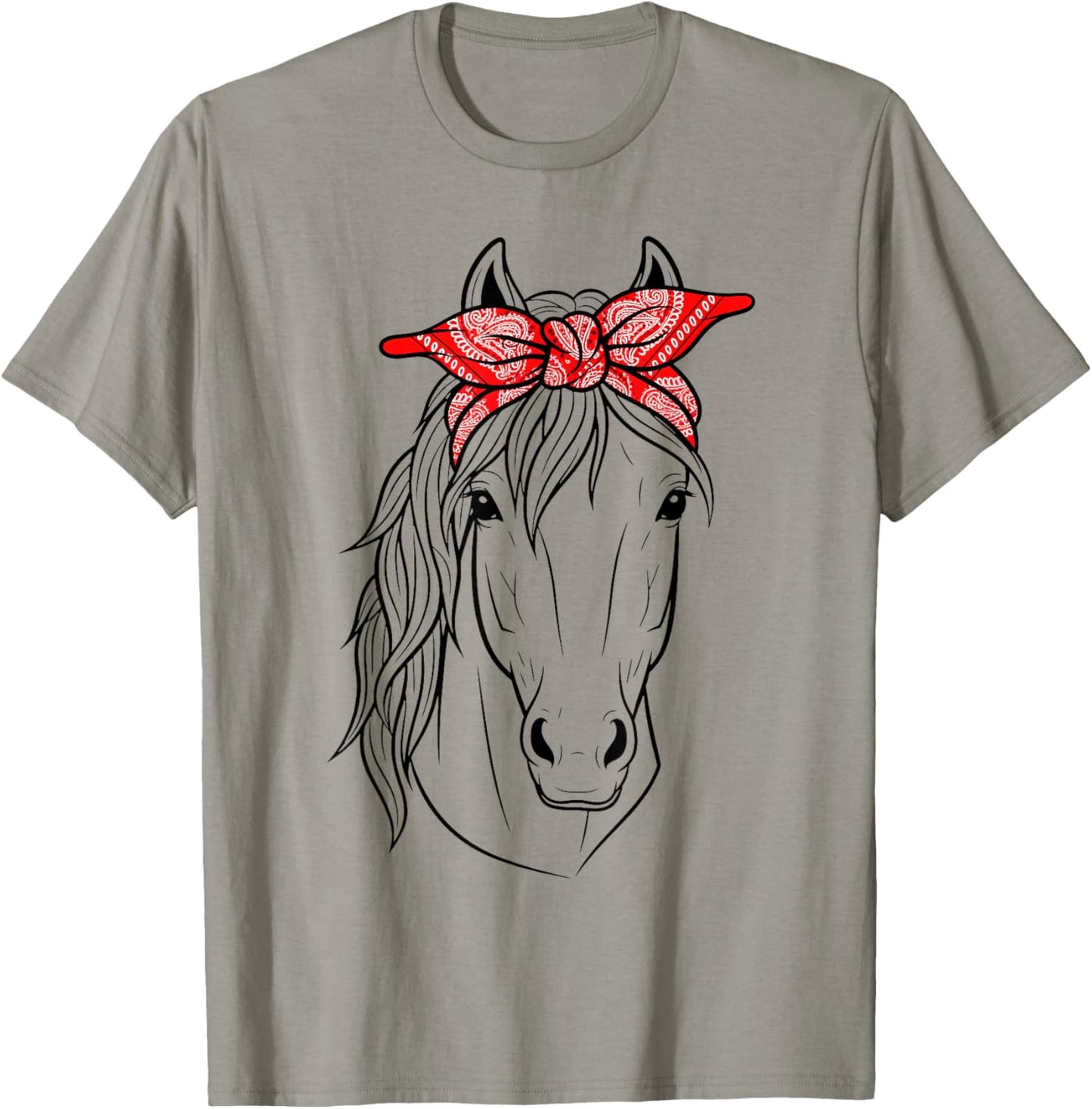 Funny Horse Lovers Tee | Red Bandana Print for Girls & Women T-Shirt