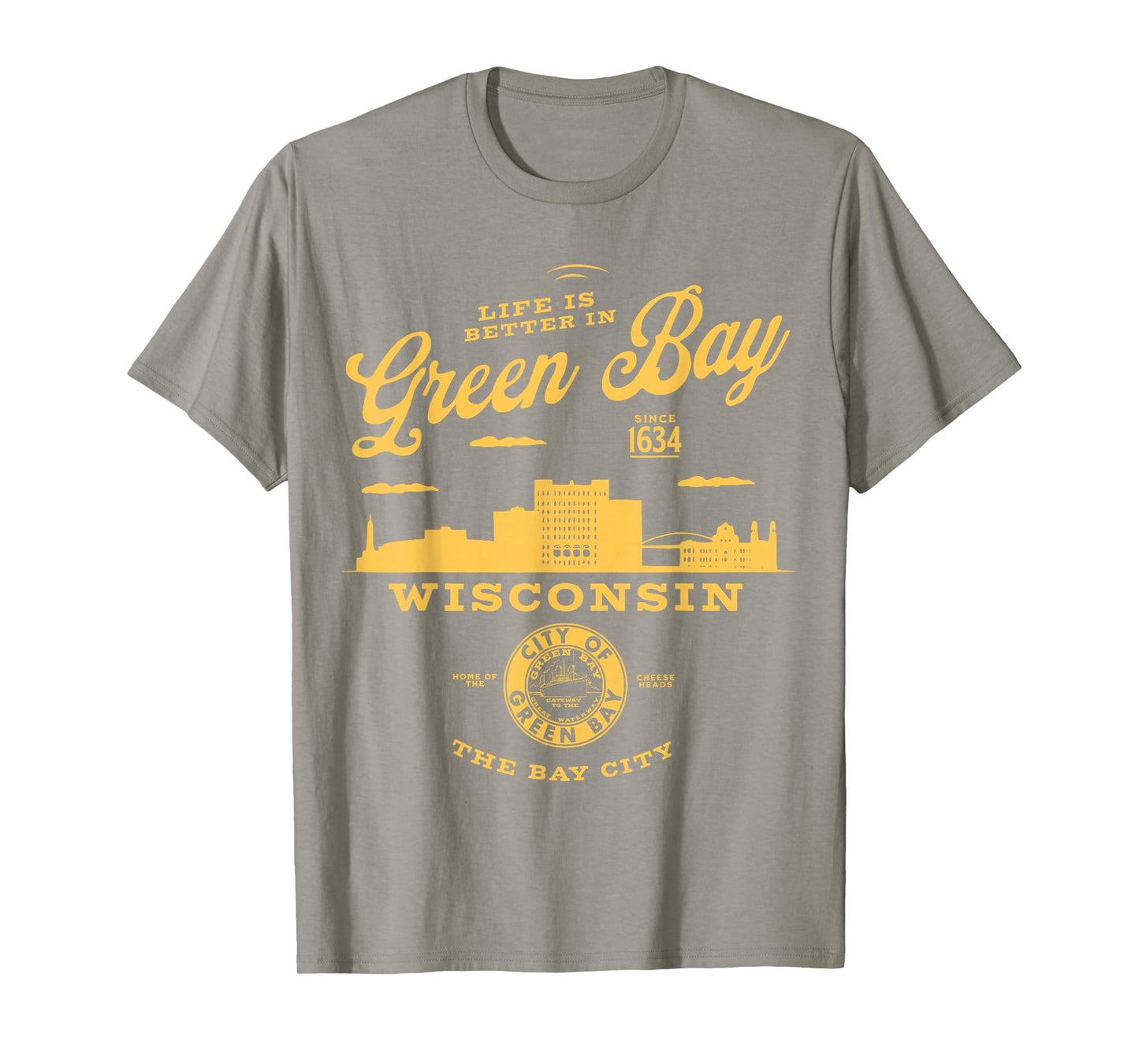 Life is Better in Green Bay Wisconsin Vintage Skyline T-Shirt