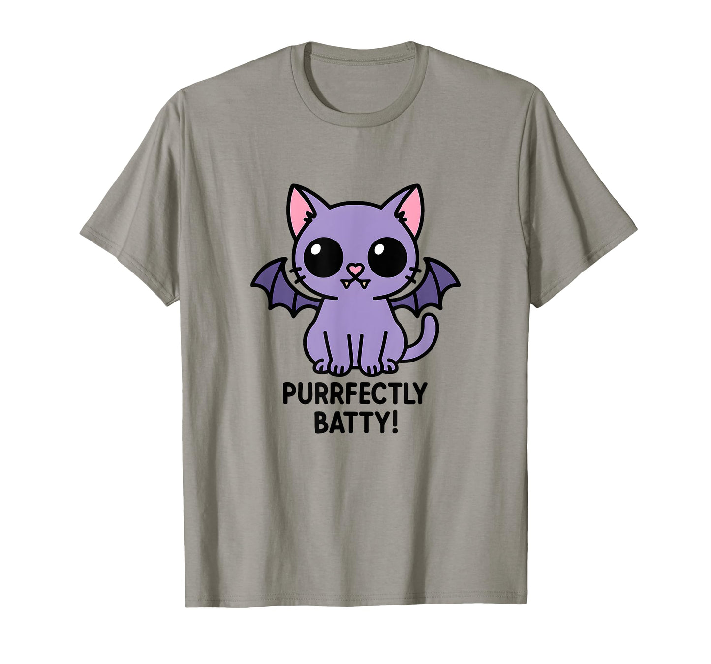Purrfectly Batty Purple Cat Bat Funny Cute Halloween T-Shirt