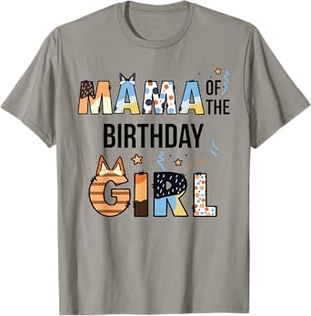 Mama Of The Birthday Girl Party Blue Dog Lover Matching T-Shirt