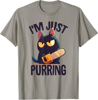 Funny Halloween Cat With Chainsaw, Murderous Black Cat T-Shirt