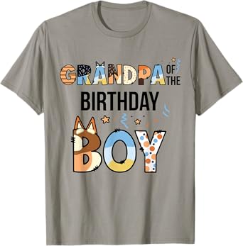 Grandpa Of The Birthday Boy Party Blue Dog Lover Matching T-Shirt