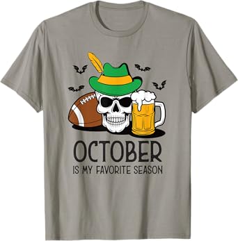 October is My Favorite Season Football Beer Halloween T-Shirt