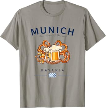 Munich Bavaria Flag Pretzel Beer Bratwurst Germany Souvenir T-Shirt