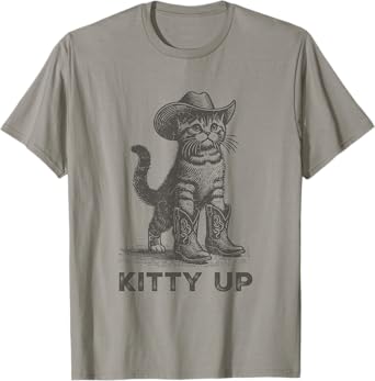 Kitty Up Vintage Country Music Cat Lover Funny Cowboy Cat T-Shirt