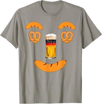 German Beer Pretzel Sausage Smile Face Costume Oktoberfest T-Shirt