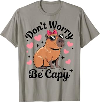 Cute Capybara Kids Girls Clothes Funny Dont Worry Be Capy T-Shirt