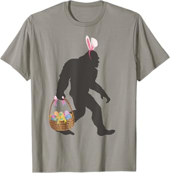 Funny Bigfoot Easter Grey T-Shirt - Classic Fit, Round Neck, Short Sleeve