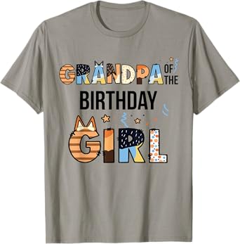 Grandpa Of The Birthday Girl Party Blue Dog Lover Matching T-Shirt