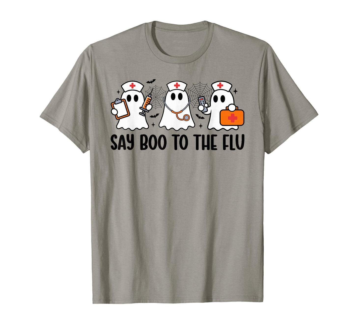 Funny Nurse Ghost Halloween Vaccine Say Boo to The Flu T-Shirt