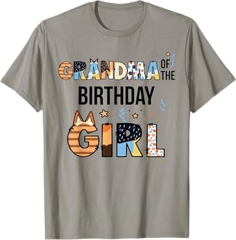 Grandma Of The Birthday Girl Party Blue Dog Lover Matching T-Shirt
