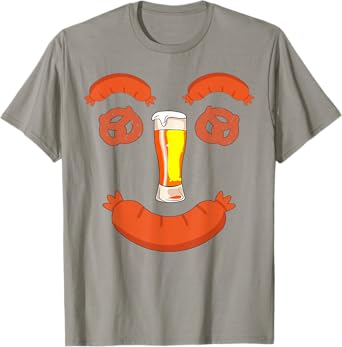 Oktoberfest German Beer Pretzel Sausage Smile Face Costume T-Shirt