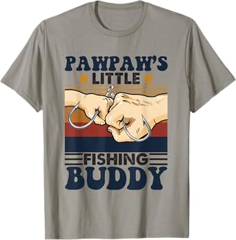Pawpaw's Little Fishing Buddy Funny Fishing Partner T-Shirt