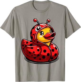 Ladybugs Ducks Ladybug Duck Lady Beetles Duckling T-Shirt - Unisex-Kids, Grey, Small, Short Sleeve, Cartoon, Halloween