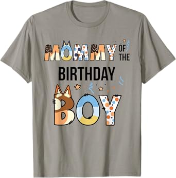 Mommy Of The Birthday Boy Party Blue Dog Lover Matching T-Shirt
