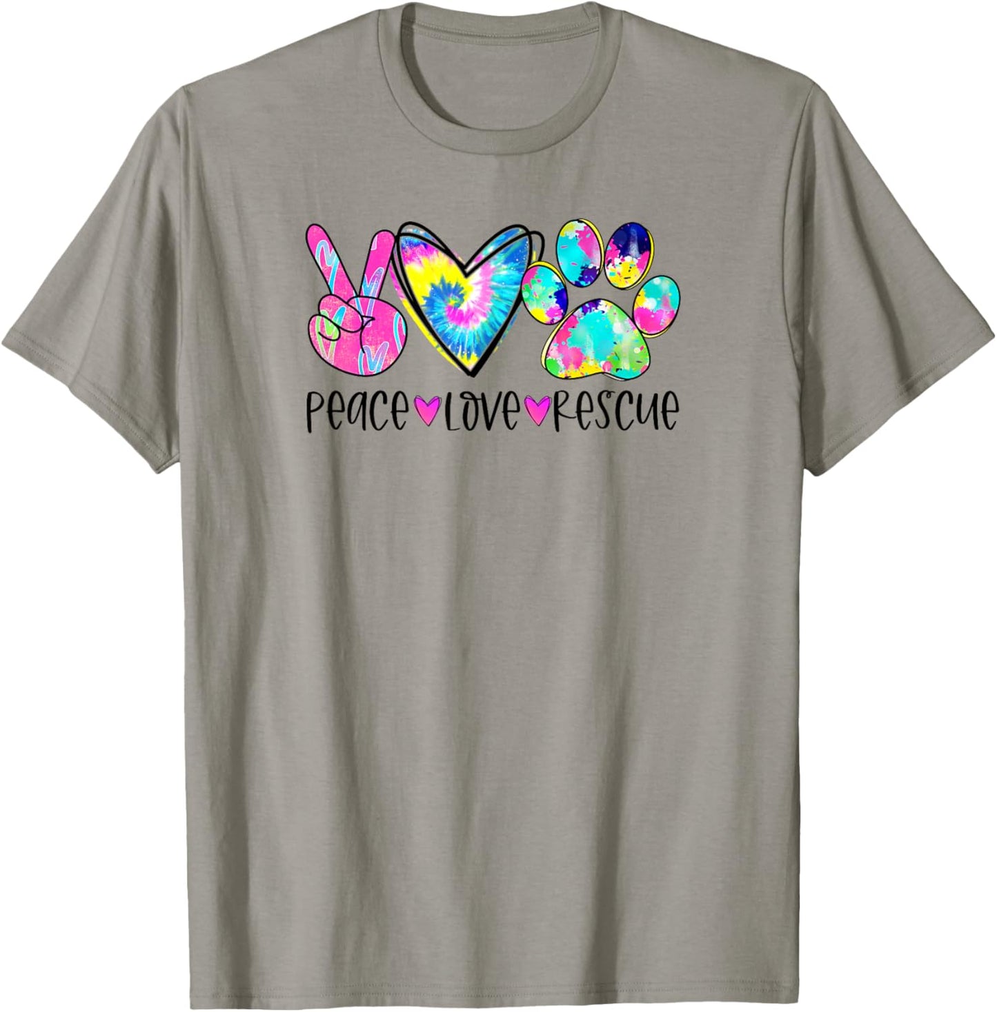 Peace Love Rescue Tie-Dye Paw T-Shirt