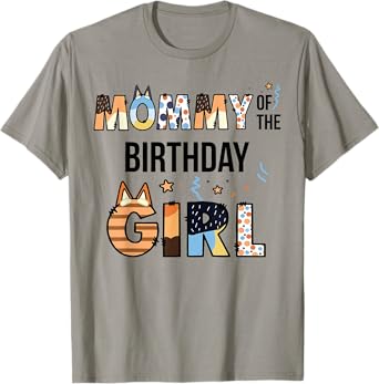 Mommy Of The Birthday Girl Party Blue Dog Lover Matching T-Shirt