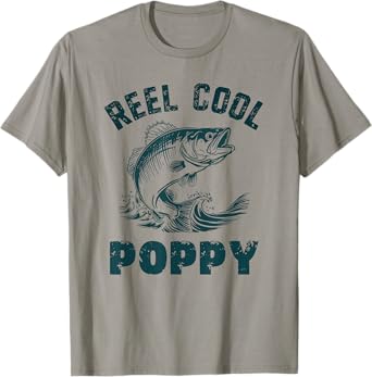 Reel Cool Poppy Fishing Grandpa Vintage Style T-Shirt