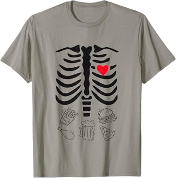 Beer Belly Skeleton Food Pregnancy Funny Halloween Dad T-Shirt