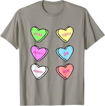 Valentines Day Hearts Drinking Liquor Lovers Anti Valentine T-Shirt