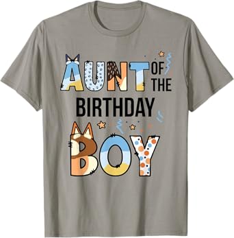Aunt Of The Birthday Boy Party Blue Dog Lover Matching T-Shirt