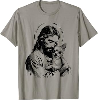 Retro Chihuahua Apparel Gifts Jesus Chihuahua Dog - Funny Christian Religious Dog Lover T-Shirt
