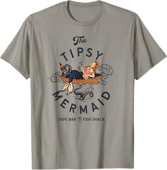 The Tipsy Mermaid Funny Whiskey Drinking Party Tattoo Pinup T-Shirt