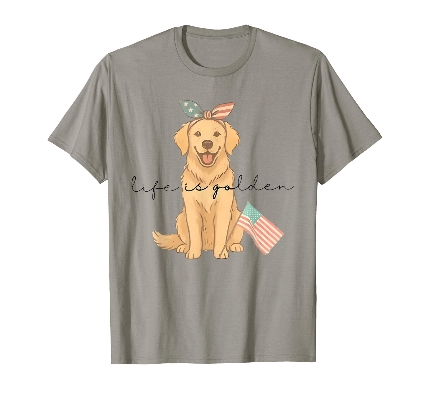 Life Is Golden Funny Patriotic Golden Retriever 4th of July T-Shirt