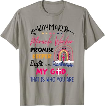 Kids Waymaker Miracle Worker Rainbow Boho Christian T-Shirt