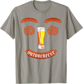 Oktoberfest German Beer Pretzel Sausage Smile Face Costume T-Shirt