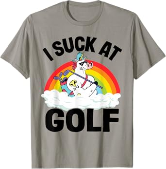 I Suck At Golf Funny Golf Loser Unicorn Sarcastic Golfing T-Shirt