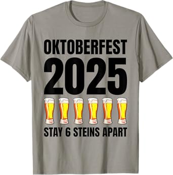 Oktoberfest 2025 6 Stein Apart Beer October Funny Drinking T-Shirt